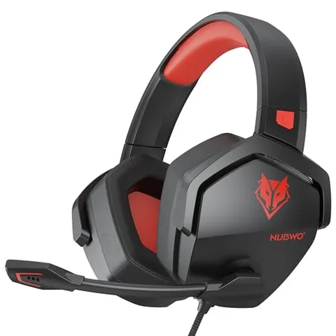 NUBWO Cuffie Gaming per PS4, PS5, PC, Xboxone, Cuffie con Microfono Over-Ear con Cancellazione del Rumore per Computer Portatili NS Games - Rosso