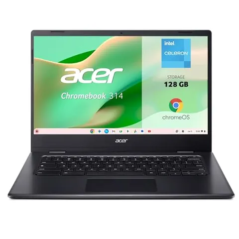 Acer Chromebook CBOA314 - Notebook di Google da 14" FullHD (Intel Celeron N4500, 4GB di RAM, 128GB SSD, ChromeOS) Nero, QWERTY + 3 mesi di Google AI Pro con Gemini Pro e 2TB di spazio di archiviazione