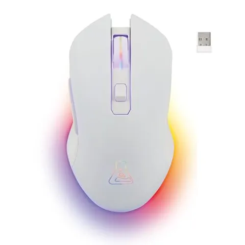 THE G-LAB - Kult Helium Wireless - Mouse Gamer Wireless Bianco - Sensore Ottico 6400DPI, Retroilluminazione 7 Colori, 6 Pulsanti - Mouse Gaming Ultra Reattivo - PC/PS4/PS5 - Bianco