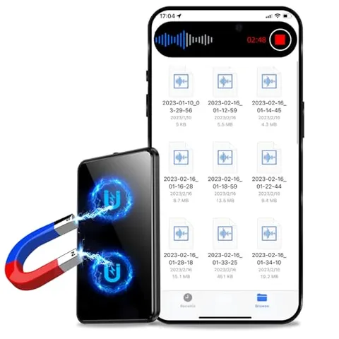 Registratore vocale da 128 GB, registratore audio con tripla cancellazione del rumore intelligente AI, dispositivo di registrazione con 3072 Kbps, registratori vocali digitali con 9200 ore di