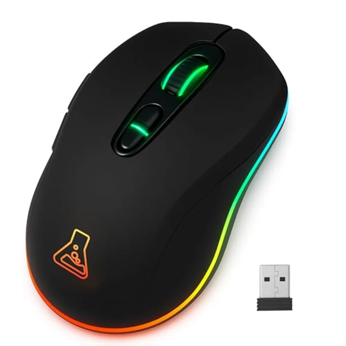 THE G-LAB - Kult Krypton - Mouse Gaming Senza Fili 6400 DPI, Mouse Wireless Gaming Bluetooth & 2.4 GHz, RGB, Batteria Lunga Durata, 7 Pulsanti, Leggero e Ambidestro - Nero