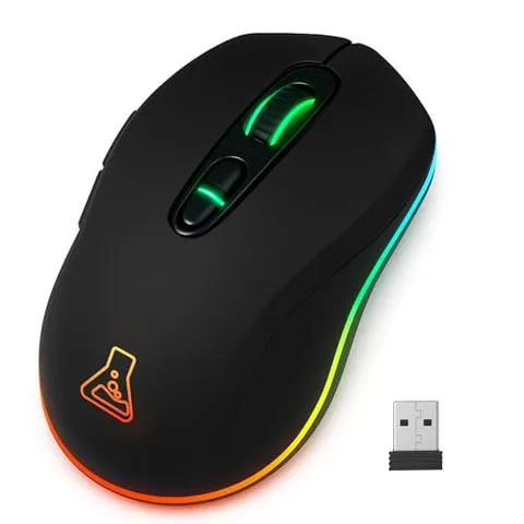 THE G-LAB - Kult Krypton - Mouse Gaming Senza Fili 6400 DPI, Mouse Wireless Gaming Bluetooth & 2.4 GHz, RGB, Batteria Lunga Durata, 7 Pulsanti, Leggero e Ambidestro - Nero