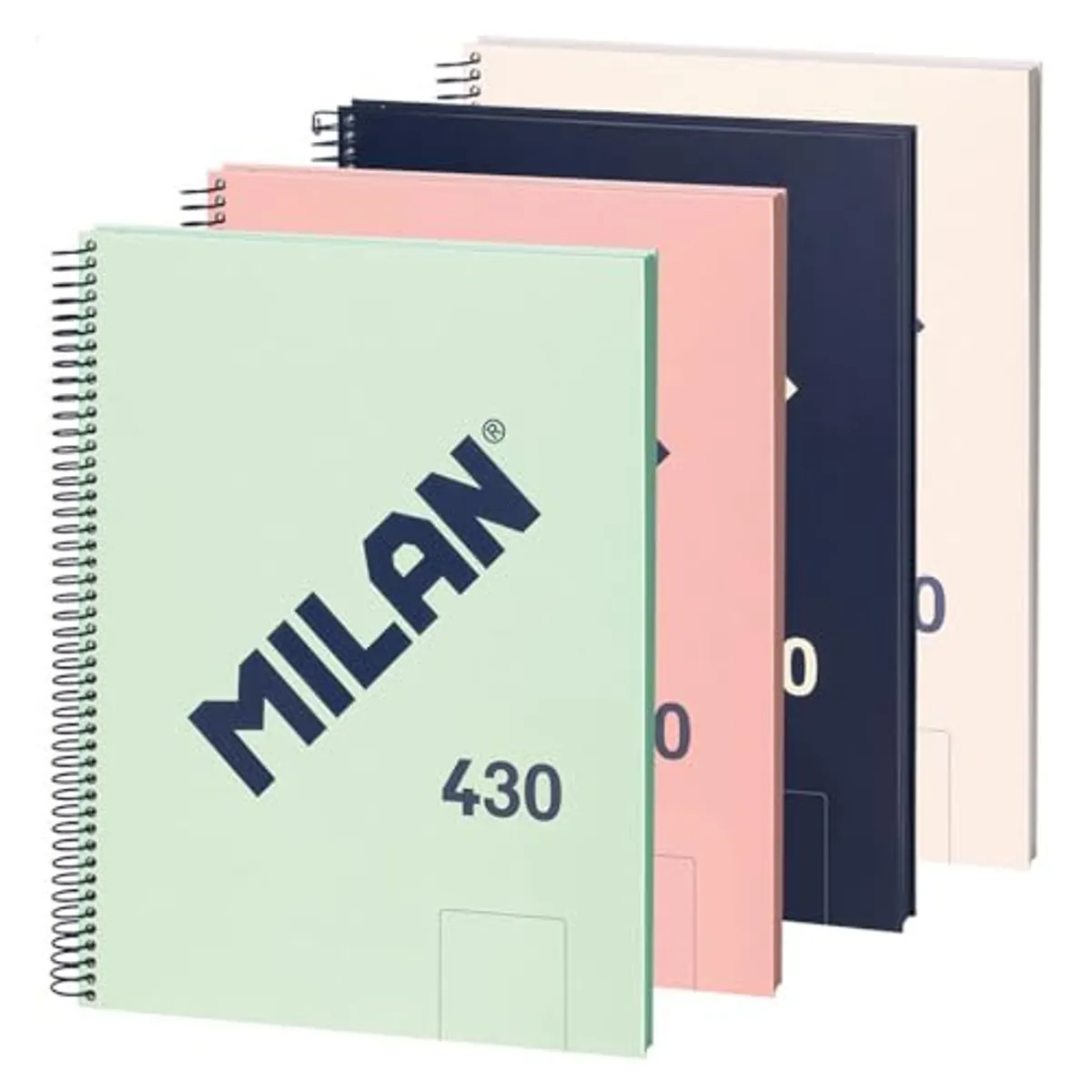 MILAN® Confezione da 4 quaderni A4 con spirale e copertina rigida, 80 fogli bianchi da 95 g/m², collezione 430 since 1918