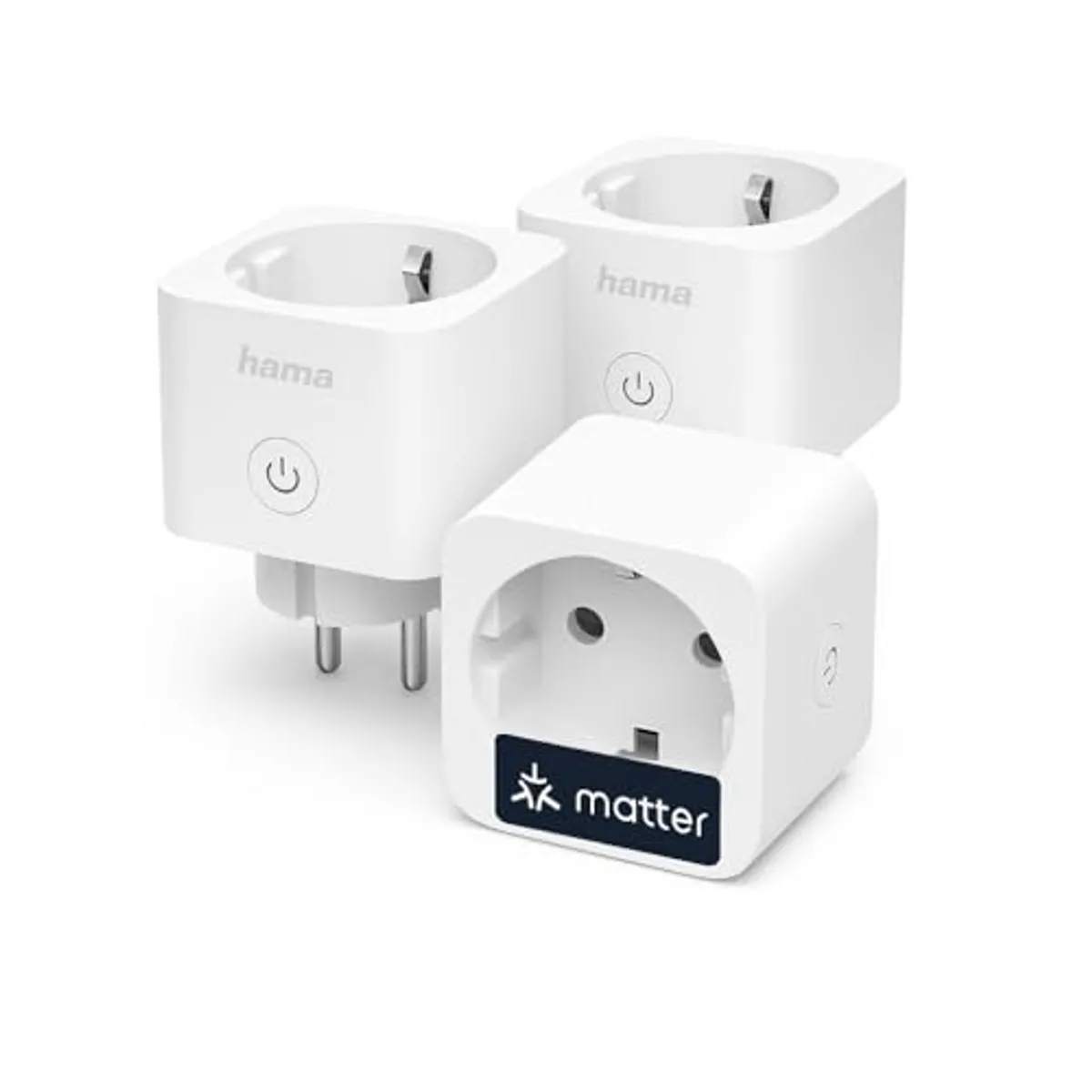 Hama Presa WiFi, confezione da 3 (con Matter Smart Home, universale, presa Wi-Fi controllata con app e controllo vocale, come timer, 3680 W)