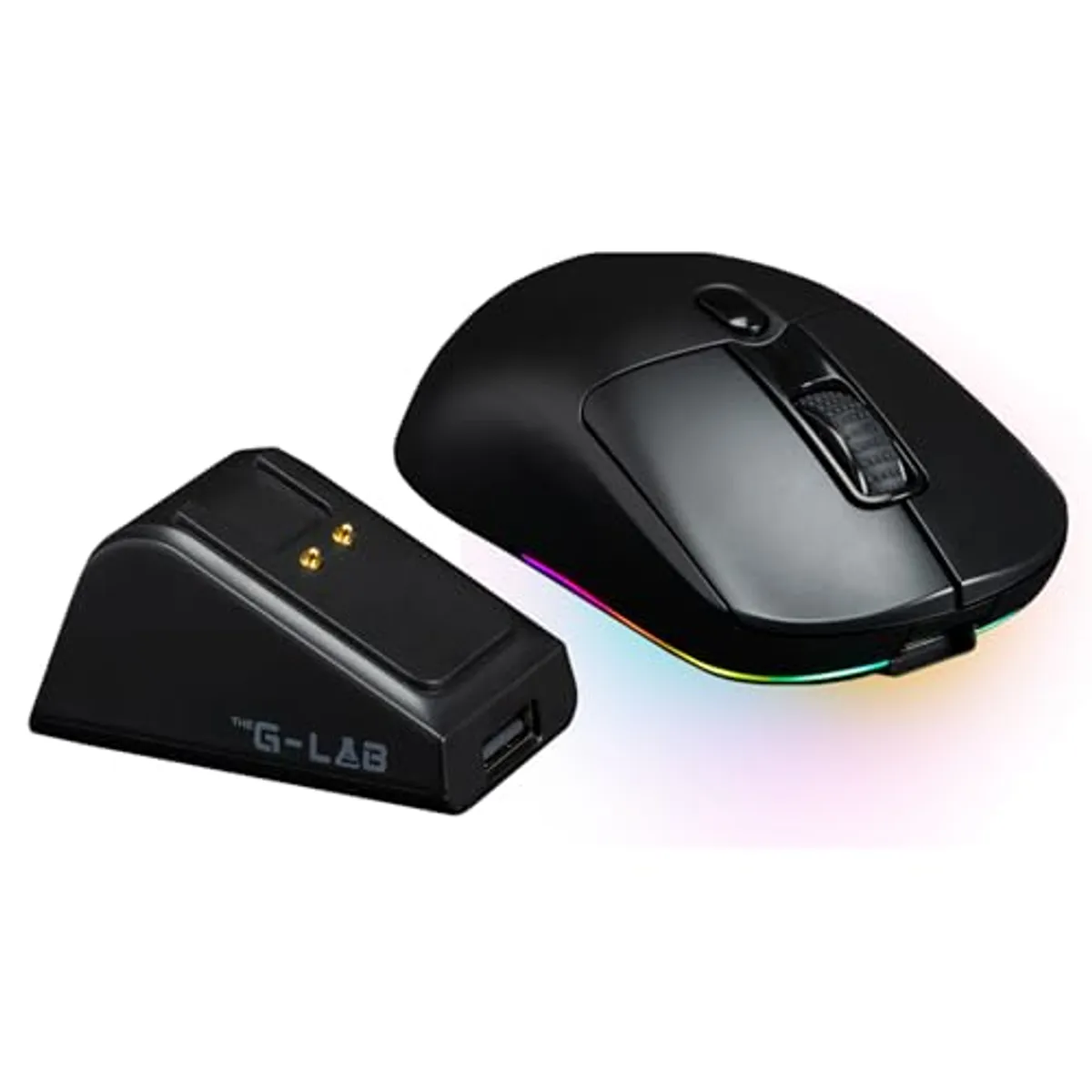 THE G-LAB – Kult Titanium Pro – Mouse Wireless gaming con Base di Ricarica – Mouse Bluetooth/USB 2.4GHz/Filo Triple Modalità, RGB,12.000 DPI, 100% Personalizzabile,100h Autonomia – PC/PS4/PS5/XBOX