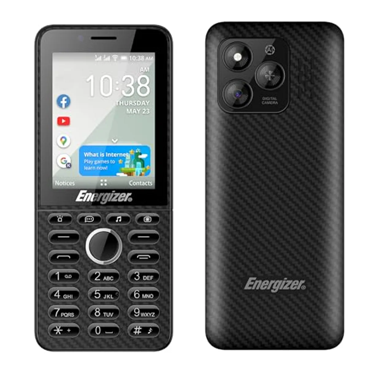 Energizer E288S, 4G, KaiOS, batteria da 2000 mAh, grande schermo da 2,8", memoria ROM 4 GB RAM 512 MB, cavo USB-C, senza caricatore di rete
