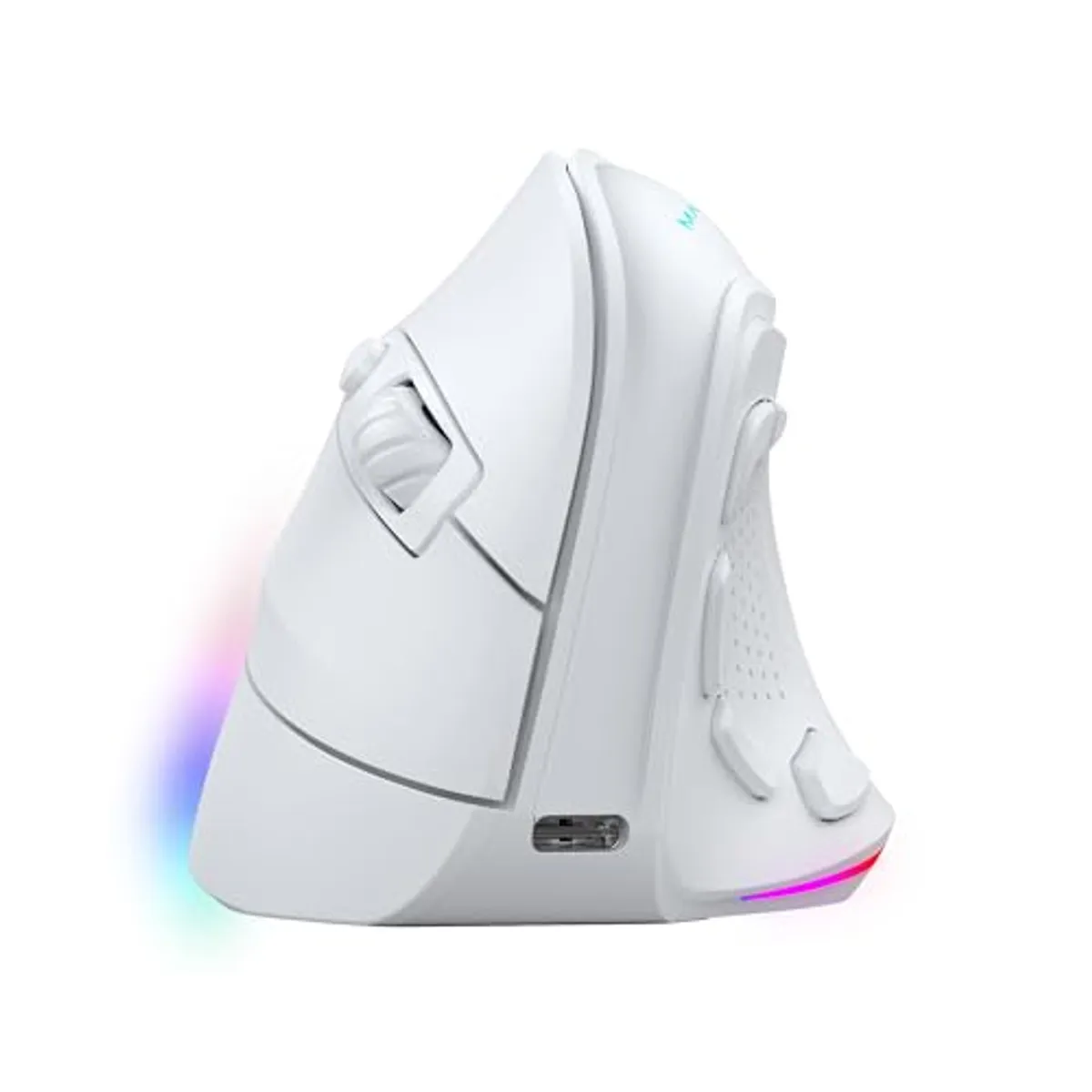 Mars Gaming MM-SK, Mouse Gaming Wireless Verticale, Design Ergonomico, Illuminazione RGB Chroma, Sensore Ottico Pixart 8400DPI, Switch Meccanici Huano, 9 Pulsanti Programmabili, Mouse Tri-Mode, Bianco