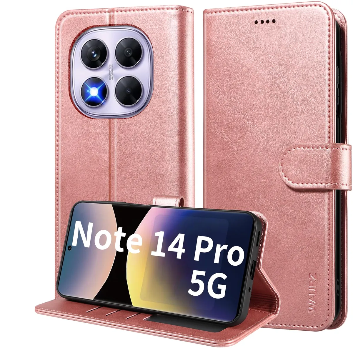 WAURZ Cover Xiaomi Redmi Note 14 Pro – Pelle Oro Rosa