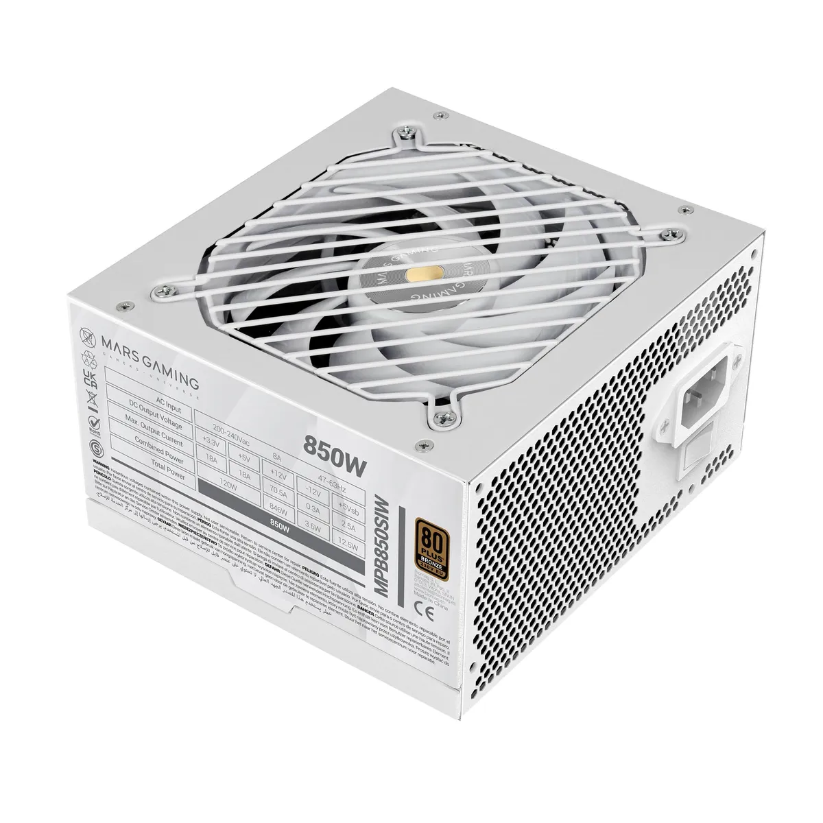 Mars Gaming MPB850SI, Alimentatore PC ATX 850W, 7 Anni di Garanzia