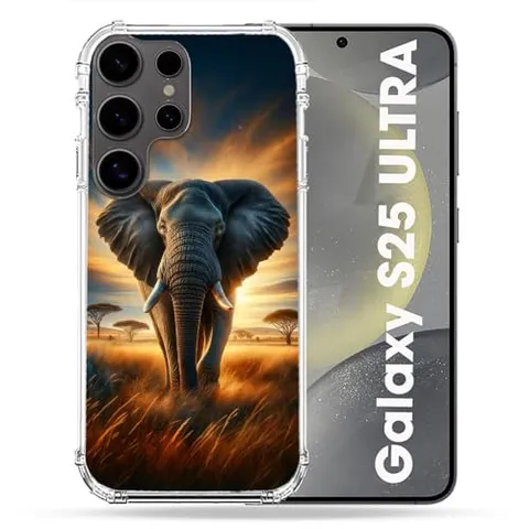 Cokitec Cover rinforzata per Samsung Galaxy S25 Ultra Animal Elephant Savane