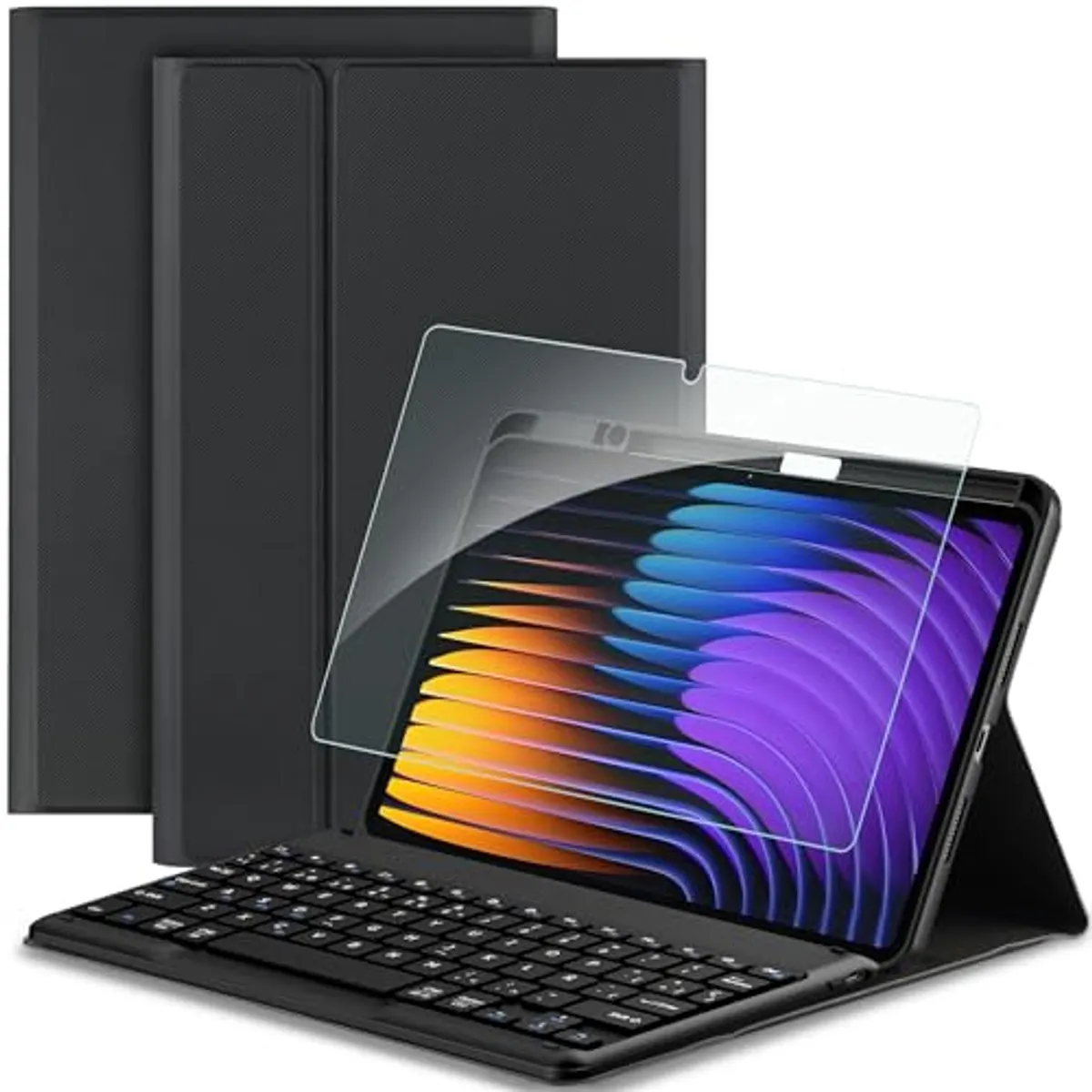 EasyAcc Custodia per tastiera compatibile con Xiaomi Mi Pad 7/Mi Pad 7 Pro (11,2 pollici, modello 2025) con pellicola protettiva, [QWERTY spagnolo], custodia rimovibile per tastiera con supporto per
