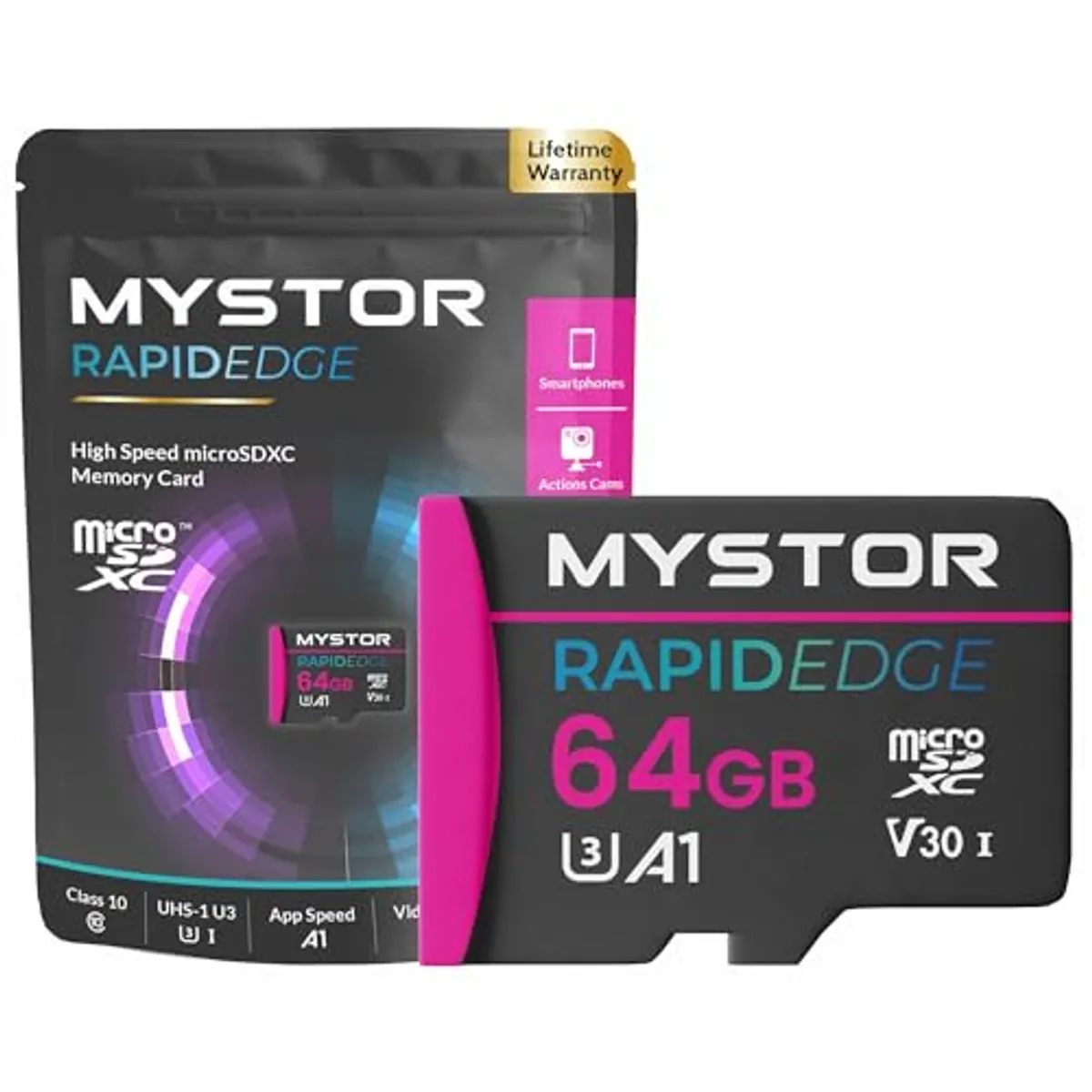 Mystor Scheda di memoria Micro SD per Tapo Camera C82, C120, C210, C220, C110, C225, C211, TC40, TC41, TC65, TC82, C510, per telecamere Tapo Security Cam SD card MicroSD (64 GB MicroSD RapidEdge)