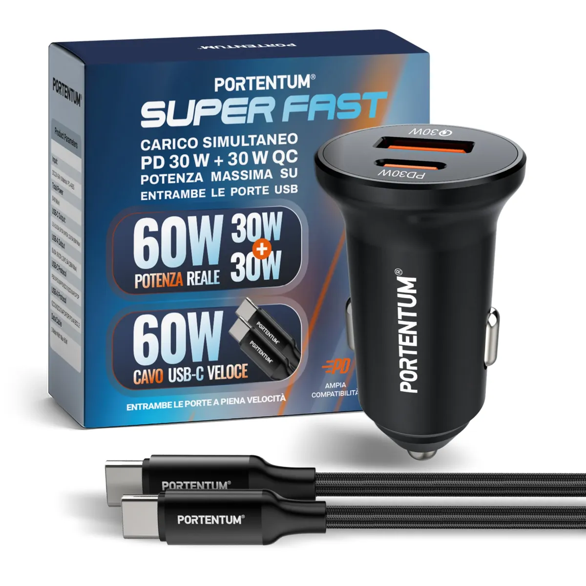 Portentum Doppia Carica Auto 60W – Come nuovo