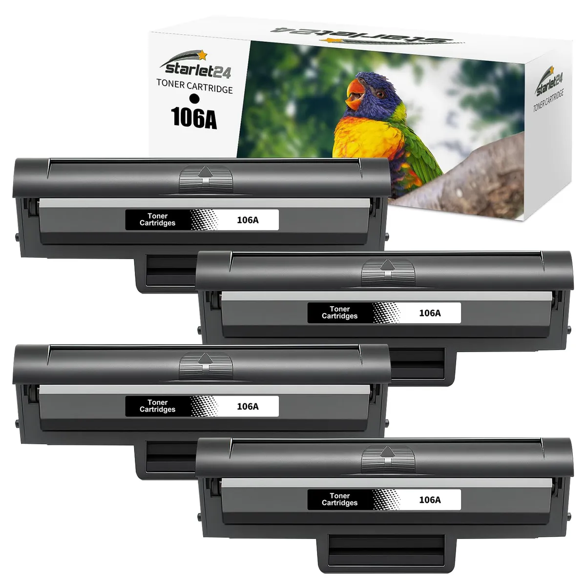 Starlet24 4 X 106A Toner Nero Compatibile per HP 106A W1106A per Laser MFP 137fwg 135wg 135ag Laser 107a 107w