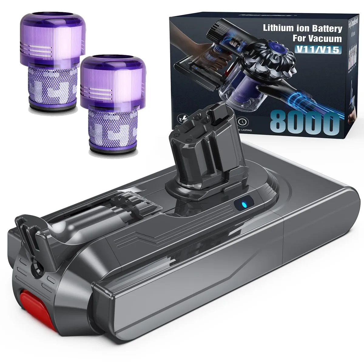 Batteria per Dyson V11 Morpilot 8000mAh Batteria a scatto di ricambio per V11 Absolute/V11 Extra/V11 Fluffy/V15 Detect