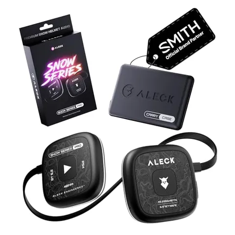 ALECK Snow Series Pro - Altoparlanti wireless Bluetooth per casco da sci e snowboard, adatti per caschi Audio-Ready, controlli adatti ai guanti, microfono integrato per chiamate in vivavoce