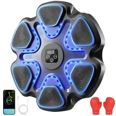LYMIN Macchina da boxe musicale con guanti da boxe, LED Boxe da parete Musica Bluetooth Music Boxer 9 modalità di velocità e conteggio intelligente, Music Boxing Machine per adulti e bambini
