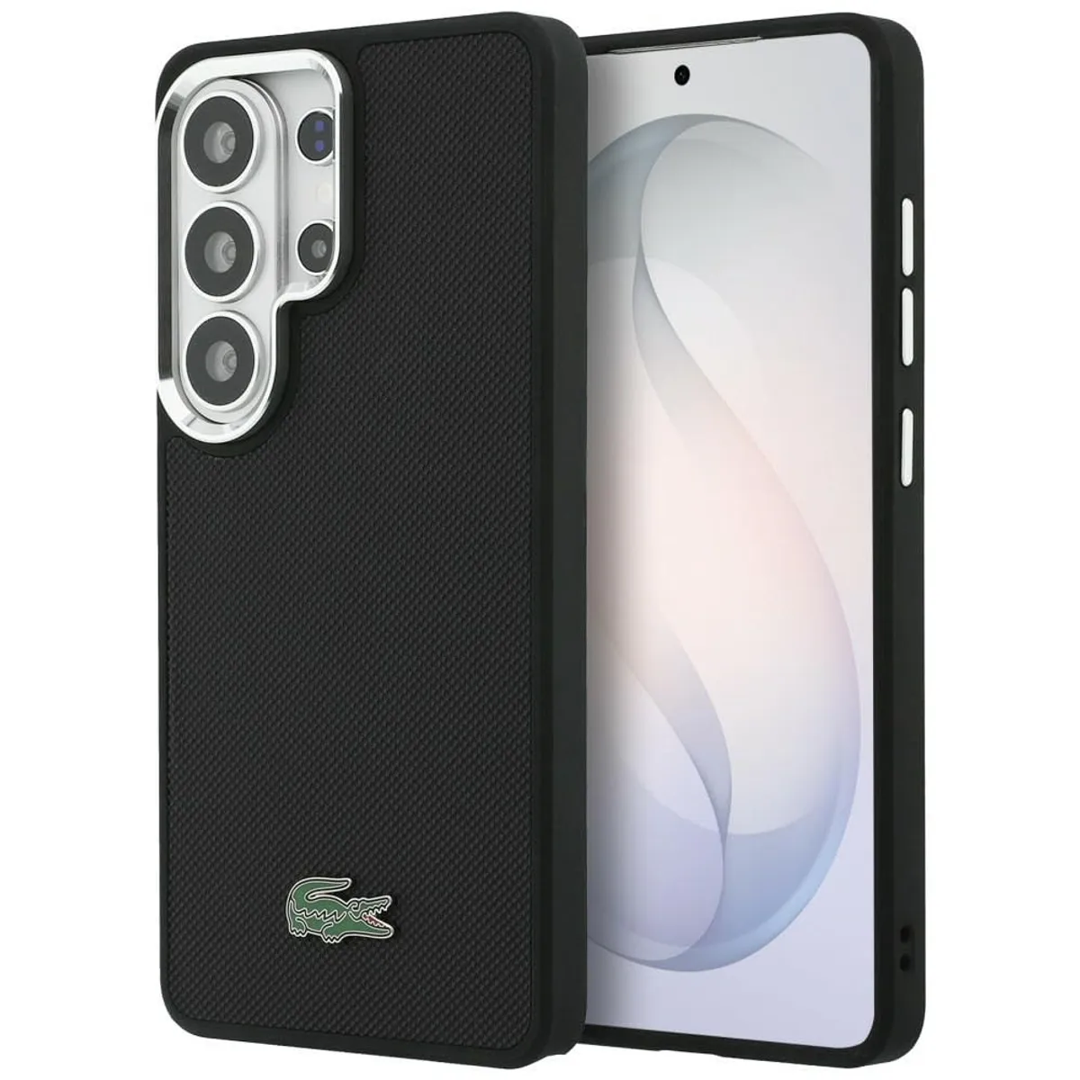 CG MOBILE Lacoste Full Wrap Petit Pique Compatibile con MagSafe Custodia per Samsung Galaxy S26 Ultra (Nero)